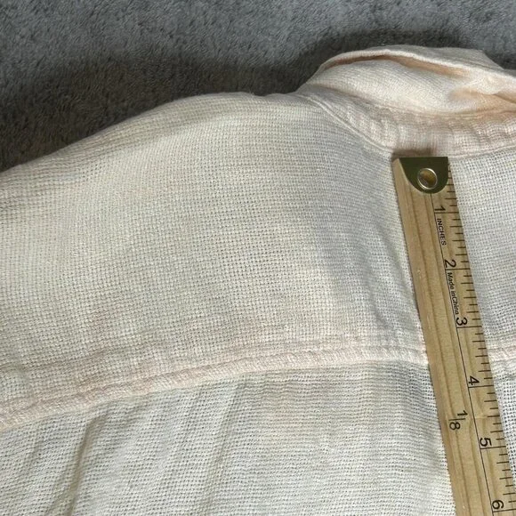 Faherty Shirt Womens Large Peach Gauze Woven Short Sleeve Button Up Lightweight - Picture 9 of 10